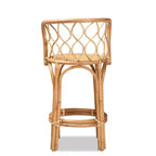 Tabouret de bar en rotin naturel, hauteur comptoir – Assise 45,5 cm l x 45,5 cm P, Hauteur fixe 66 cm
