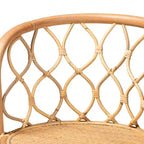 Tabouret de bar en rotin naturel, hauteur comptoir – Assise 45,5 cm l x 45,5 cm P, Hauteur fixe 66 cm