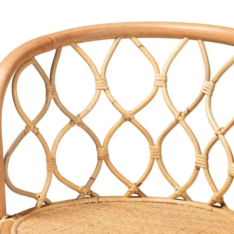 Tabouret de bar en rotin naturel, hauteur comptoir – Assise 45,5 cm l x 45,5 cm P, Hauteur fixe 66 cm