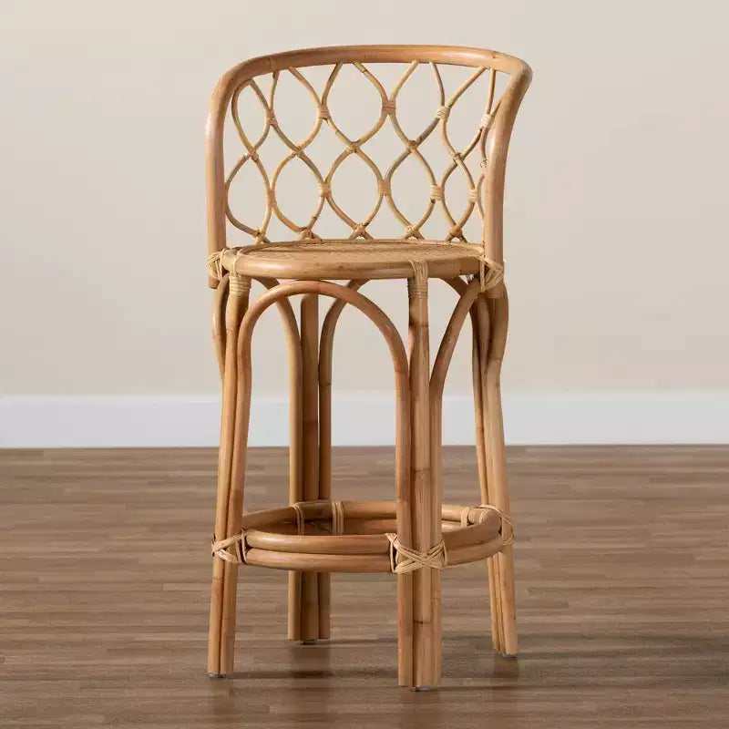 Tabouret de bar en rotin naturel, hauteur comptoir – Assise 45,5 cm l x 45,5 cm P, Hauteur fixe 66 cm