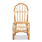 Fauteuil d'appoint en rotin naturel avec dossier en boucle – 95 cm H x 46 cm L x 57 cm P