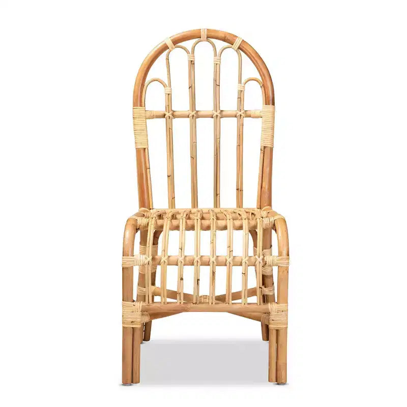 Fauteuil d'appoint en rotin naturel avec dossier en boucle – 95 cm H x 46 cm L x 57 cm P