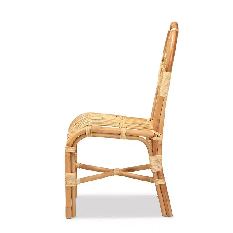 Fauteuil d'appoint en rotin naturel avec dossier en boucle – 95 cm H x 46 cm L x 57 cm P