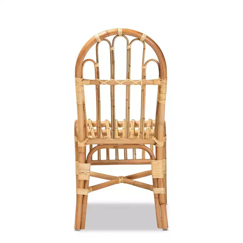 Fauteuil d'appoint en rotin naturel avec dossier en boucle – 95 cm H x 46 cm L x 57 cm P