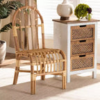 Fauteuil d'appoint en rotin naturel avec dossier en boucle – 95 cm H x 46 cm L x 57 cm P