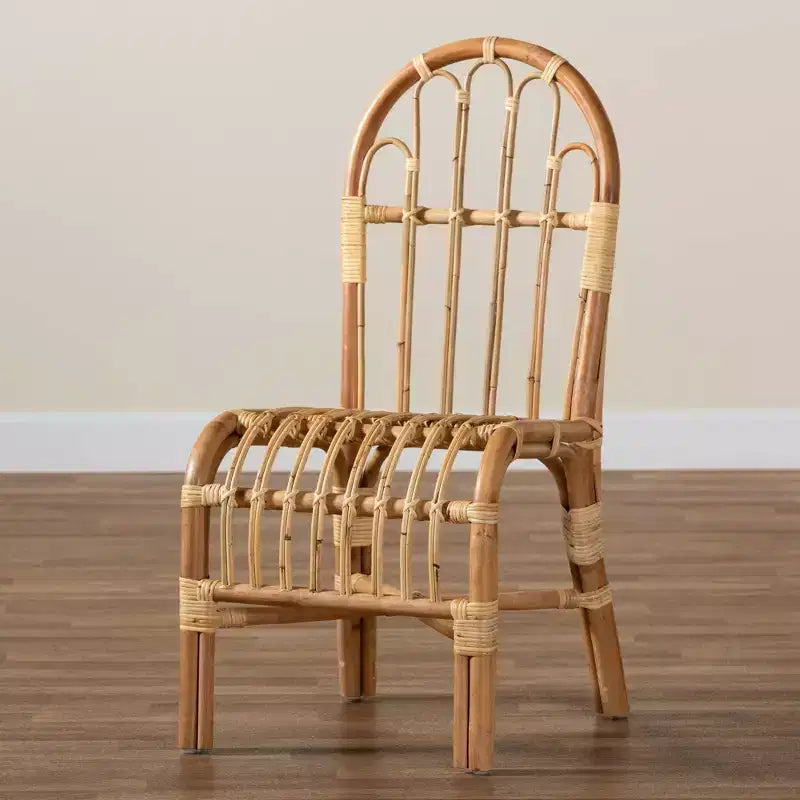 Fauteuil d'appoint en rotin naturel avec dossier en boucle – 95 cm H x 46 cm L x 57 cm P