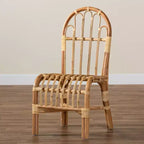 Fauteuil d'appoint en rotin naturel avec dossier en boucle – 95 cm H x 46 cm L x 57 cm P