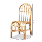 Fauteuil d'appoint en rotin naturel avec dossier en boucle – 95 cm H x 46 cm L x 57 cm P