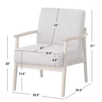 Fauteuil d'appoint rembourré Mid-Century avec cadre en bois massif – 31" H x 25,5" L x 29,5" P
