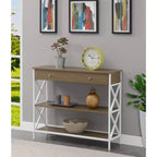 Console avec 1 tiroir et 2 étagères – 100 cm (L) x 30 cm (l) x 80 cm (H), cadre en métal
