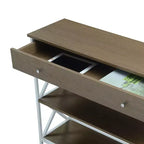 Console avec 1 tiroir et 2 étagères – 100 cm (L) x 30 cm (l) x 80 cm (H), cadre en métal