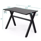 Bureau de gamer avec porte-gobelet, support pour casque et supports de manette – 123,2 cm L x 59,7 cm l x 76,2 cm H