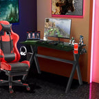 Bureau de gamer avec porte-gobelet, support pour casque et supports de manette – 123,2 cm L x 59,7 cm l x 76,2 cm H