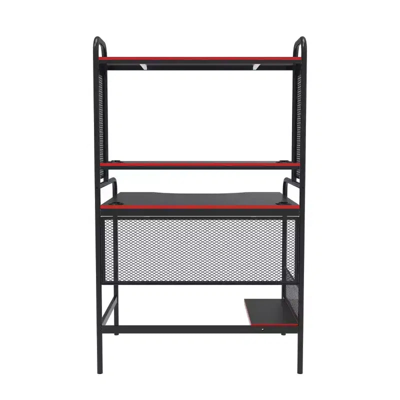 Bureau de jeu en maille et bois avec étagère de rangement ouverte – 146 cm H x 74,4 cm L x 89,9 cm P