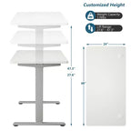 Bureau debout électrique réglable en hauteur – 119 cm L x 61 cm P, Plage de hauteur 70-120 cm