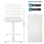 Bureau debout électrique réglable en hauteur – 119 cm L x 61 cm P, Plage de hauteur 70-120 cm