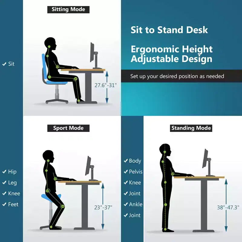 Bureau debout électrique réglable en hauteur – 119 cm L x 61 cm P, Plage de hauteur 70-120 cm