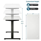 Bureau debout électrique réglable en hauteur – 119 cm L x 61 cm P, Plage de hauteur 70-120 cm