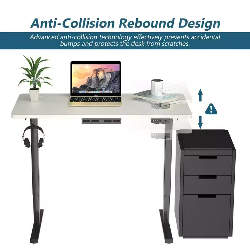 Bureau debout électrique réglable en hauteur – 119 cm L x 61 cm P, Plage de hauteur 70-120 cm