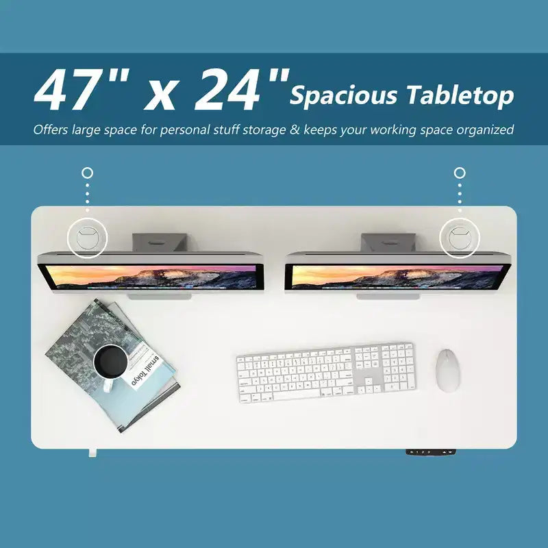 Bureau debout électrique réglable en hauteur – 119 cm L x 61 cm P, Plage de hauteur 70-120 cm