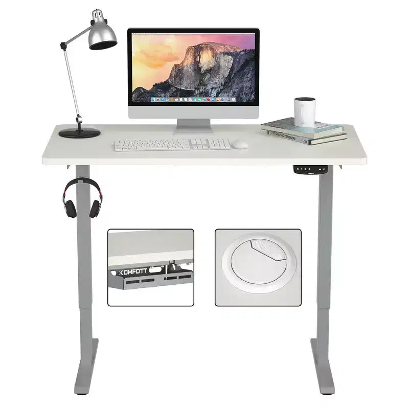 Bureau debout électrique réglable en hauteur – 119 cm L x 61 cm P, Plage de hauteur 70-120 cm