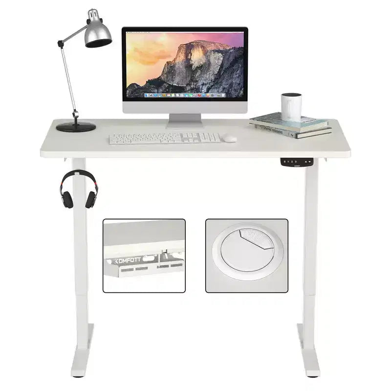 Bureau debout électrique réglable en hauteur – 119 cm L x 61 cm P, Plage de hauteur 70-120 cm