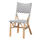 Chaise de salle à manger en rotin style bistrot français avec assise tressée et dossier incurvé – 48 cm L x 59 cm P x 88 cm H
