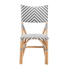 Chaise de salle à manger en rotin style bistrot français avec assise tressée et dossier incurvé – 48 cm L x 59 cm P x 88 cm H