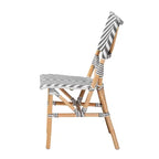 Chaise de salle à manger en rotin style bistrot français avec assise tressée et dossier incurvé – 48 cm L x 59 cm P x 88 cm H