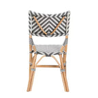 Chaise de salle à manger en rotin style bistrot français avec assise tressée et dossier incurvé – 48 cm L x 59 cm P x 88 cm H