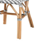 Chaise de salle à manger en rotin style bistrot français avec assise tressée et dossier incurvé – 48 cm L x 59 cm P x 88 cm H