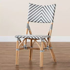 Chaise de salle à manger en rotin style bistrot français avec assise tressée et dossier incurvé – 48 cm L x 59 cm P x 88 cm H