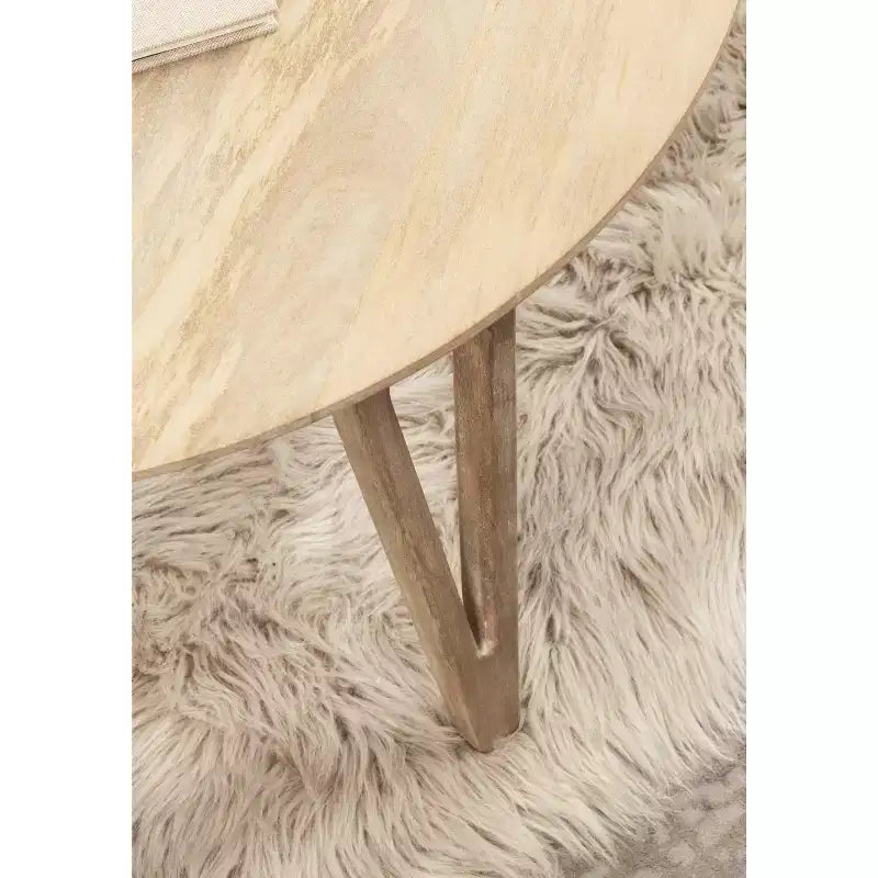 Table basse ronde en manguier massif avec pieds épingles – 76 cm (diam.) x 46,35 cm (H)
