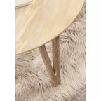 Table basse ronde en manguier massif avec pieds épingles – 76 cm (diam.) x 46,35 cm (H)