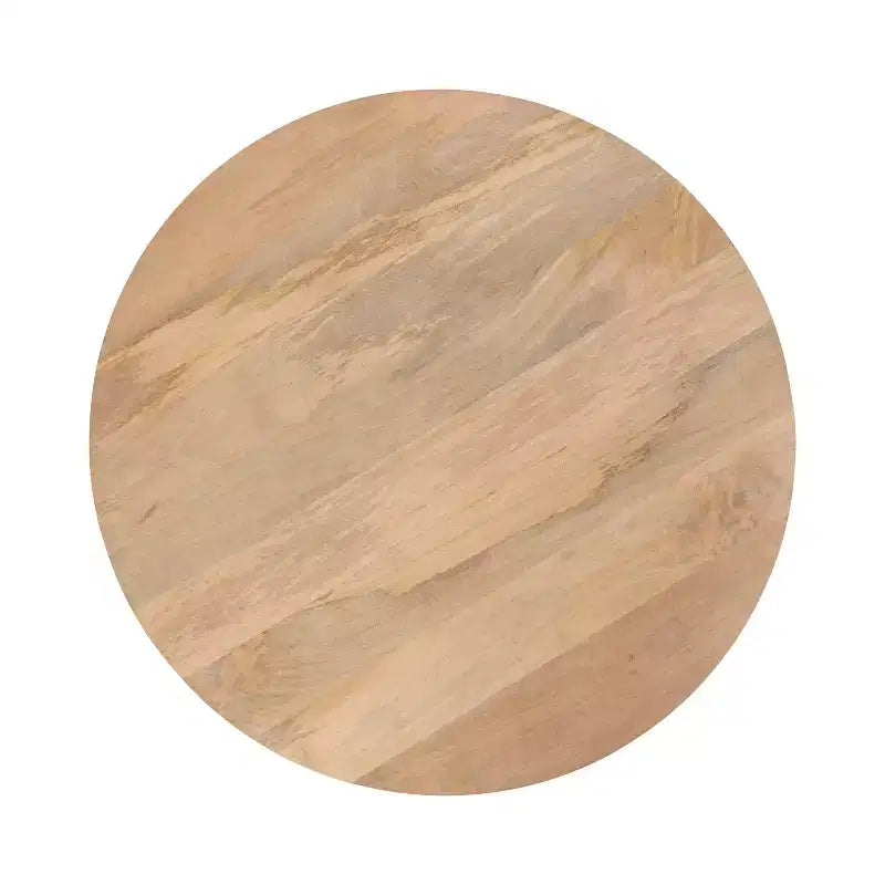 Table basse ronde en manguier massif avec pieds épingles – 76 cm (diam.) x 46,35 cm (H)