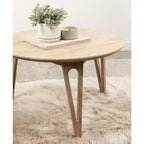 Table basse ronde en manguier massif avec pieds épingles – 76 cm (diam.) x 46,35 cm (H)