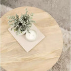 Table basse ronde en manguier massif avec pieds épingles – 76 cm (diam.) x 46,35 cm (H)