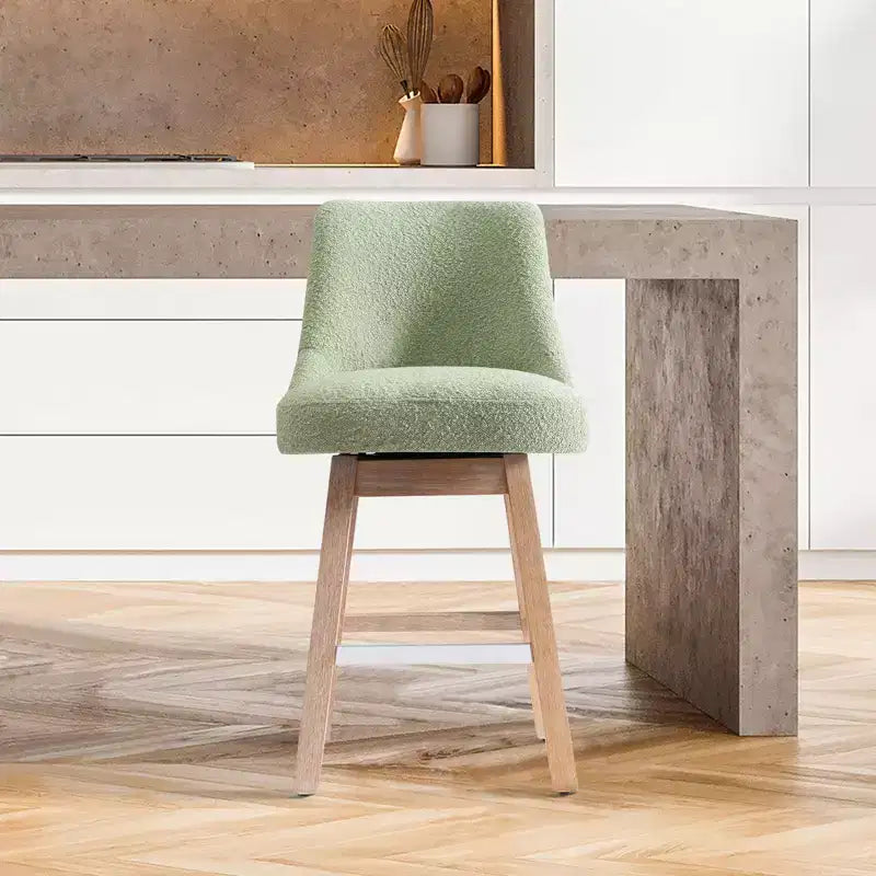 Tabouret de comptoir pivotant rembourré avec dossier haut et accoudoirs – Assise L 49 cm x P 44 cm, Hauteur fixe 66 cm