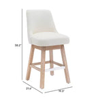 Tabouret de comptoir pivotant rembourré avec dossier haut et accoudoirs – Assise L 49 cm x P 44 cm, Hauteur fixe 66 cm