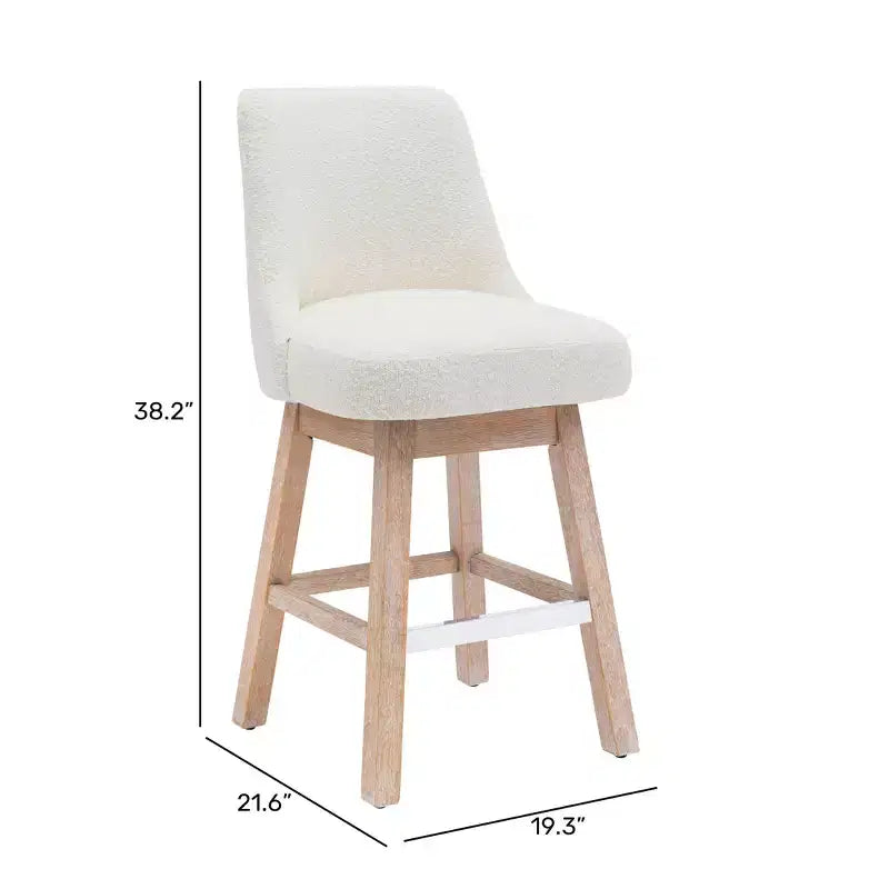 Tabouret de comptoir pivotant rembourré avec dossier haut et accoudoirs – Assise L 49 cm x P 44 cm, Hauteur fixe 66 cm