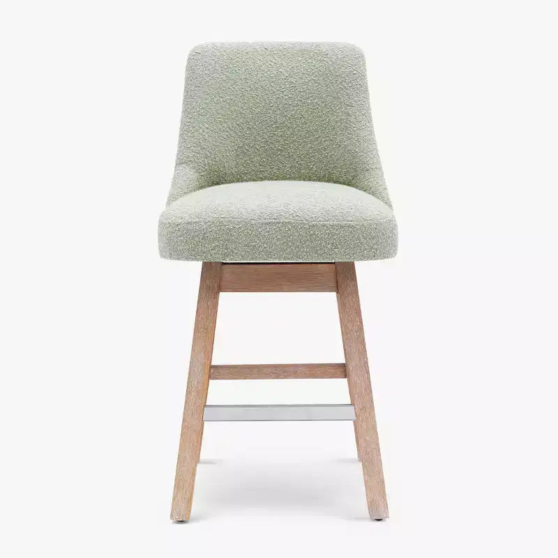Tabouret de comptoir pivotant rembourré avec dossier haut et accoudoirs – Assise L 49 cm x P 44 cm, Hauteur fixe 66 cm