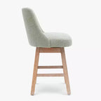Tabouret de comptoir pivotant rembourré avec dossier haut et accoudoirs – Assise L 49 cm x P 44 cm, Hauteur fixe 66 cm