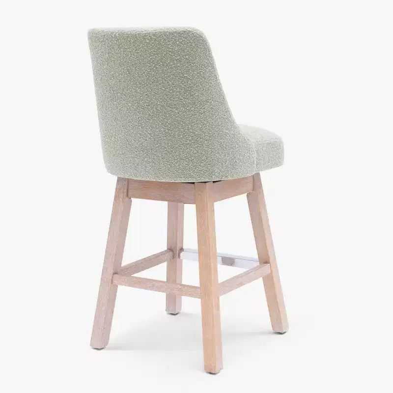 Tabouret de comptoir pivotant rembourré avec dossier haut et accoudoirs – Assise L 49 cm x P 44 cm, Hauteur fixe 66 cm